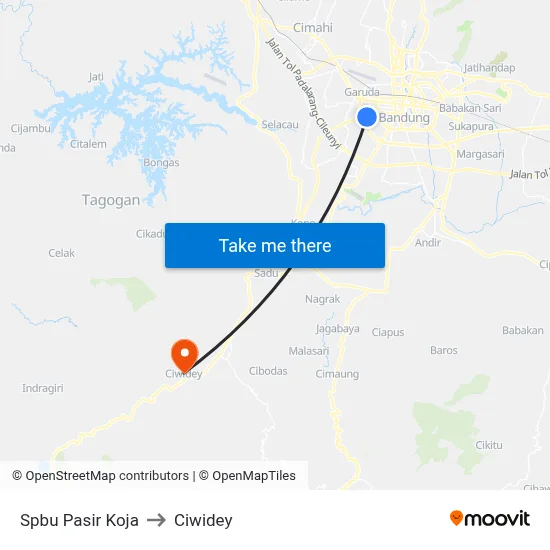 Spbu Pasir Koja to Ciwidey map