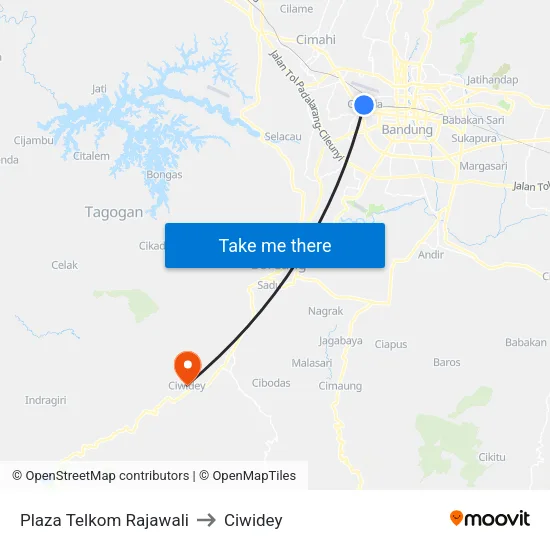 Plaza Telkom Rajawali to Ciwidey map