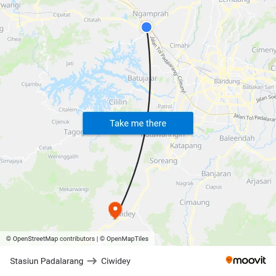 Stasiun Padalarang to Ciwidey map