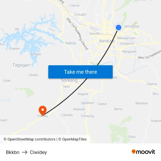 Bkkbn to Ciwidey map