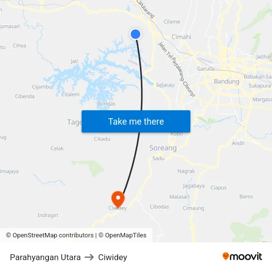 Parahyangan Utara to Ciwidey map