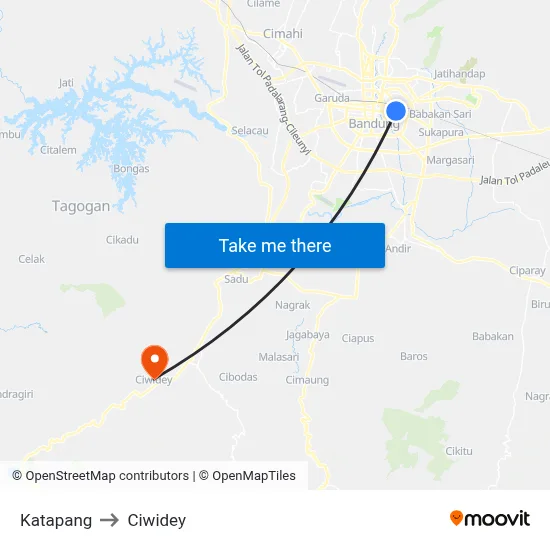 Katapang to Ciwidey map