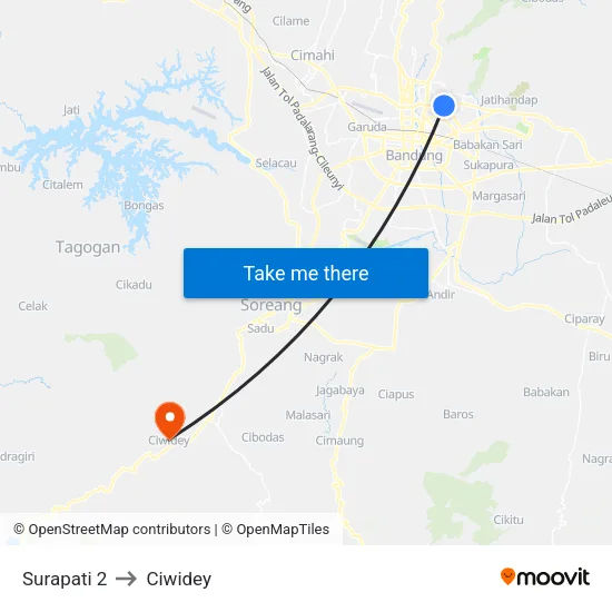 Surapati 2 to Ciwidey map