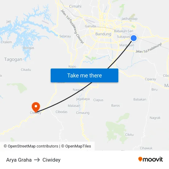 Arya Graha to Ciwidey map