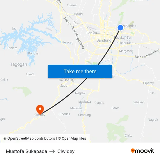 Mustofa Sukapada to Ciwidey map