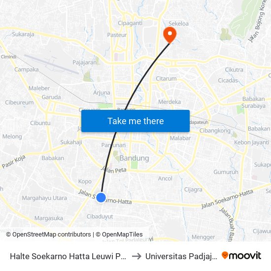 Halte Soekarno Hatta Leuwi Panjang to Universitas Padjajaran map