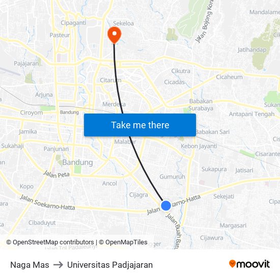 Naga Mas to Universitas Padjajaran map