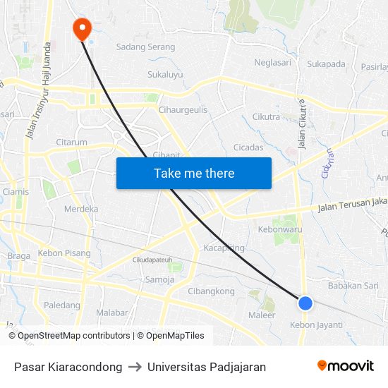 Pasar Kiaracondong to Universitas Padjajaran map