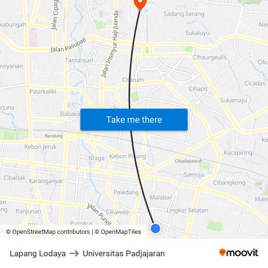 Lapang Lodaya to Universitas Padjajaran map