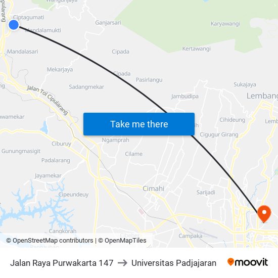 Jalan Raya Purwakarta 147 to Universitas Padjajaran map