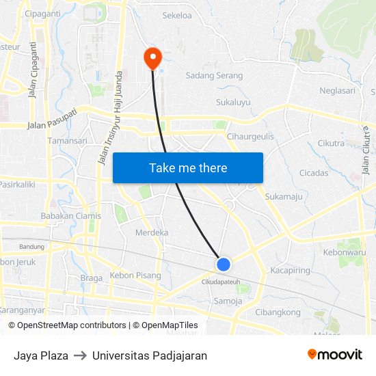 Jaya Plaza to Universitas Padjajaran map