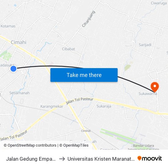 Jalan Gedung Empat 2 to Universitas Kristen Maranatha map