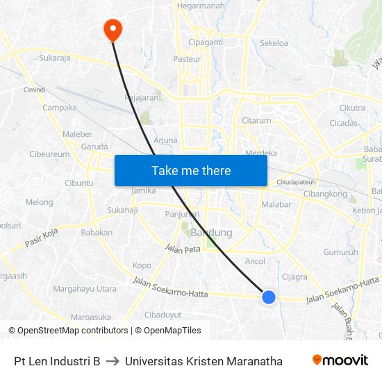 Pt Len Industri B to Universitas Kristen Maranatha map