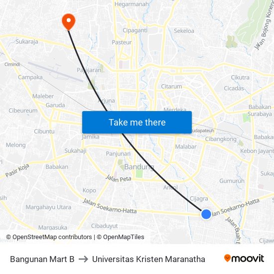 Bangunan Mart B to Universitas Kristen Maranatha map