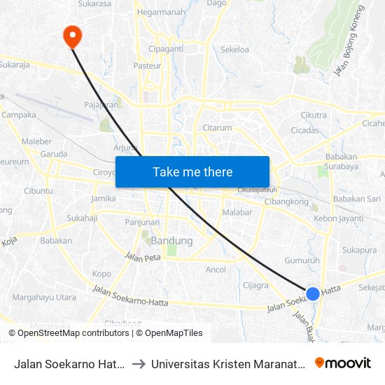 Jalan Soekarno Hatta to Universitas Kristen Maranatha map