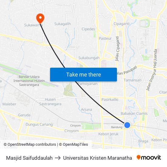 Masjid Saifuddaulah to Universitas Kristen Maranatha map