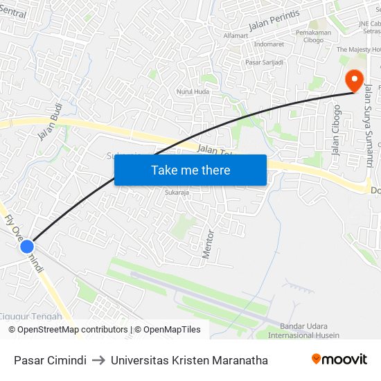 Pasar Cimindi to Universitas Kristen Maranatha map