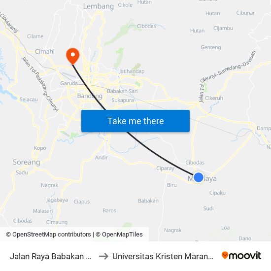 Jalan Raya Babakan 117 to Universitas Kristen Maranatha map