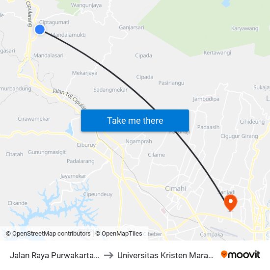 Jalan Raya Purwakarta 147 to Universitas Kristen Maranatha map