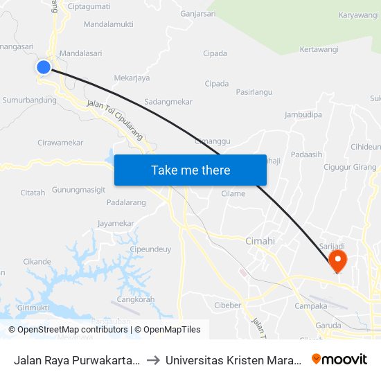 Jalan Raya Purwakarta 717 to Universitas Kristen Maranatha map