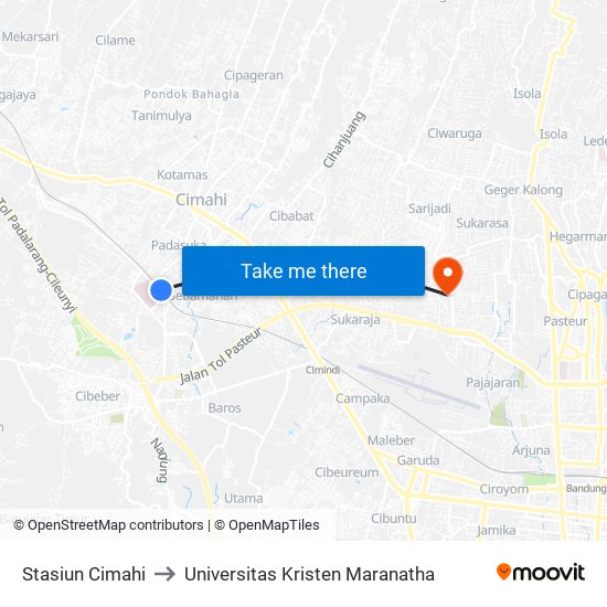 Stasiun Cimahi to Universitas Kristen Maranatha map