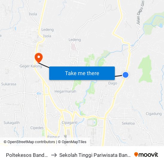 Poltekesos Bandung to Sekolah Tinggi Pariwisata Bandung map