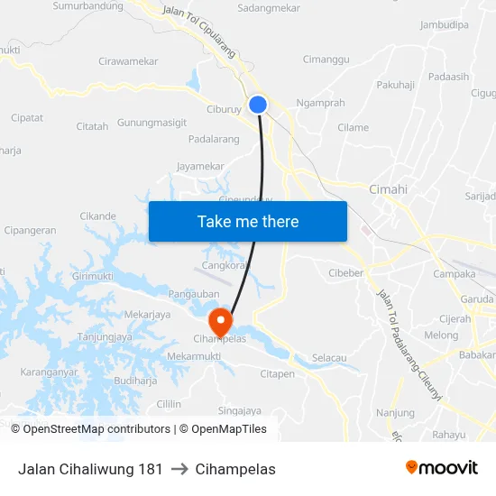 Jalan Cihaliwung 181 to Cihampelas map