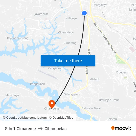 Sdn 1 Cimareme to Cihampelas map