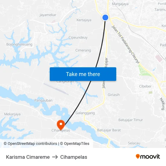 Karisma Cimareme to Cihampelas map