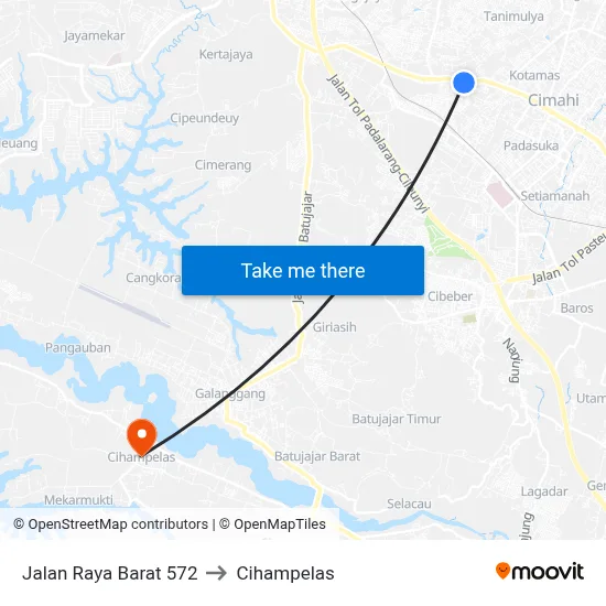 Jalan Raya Barat 572 to Cihampelas map