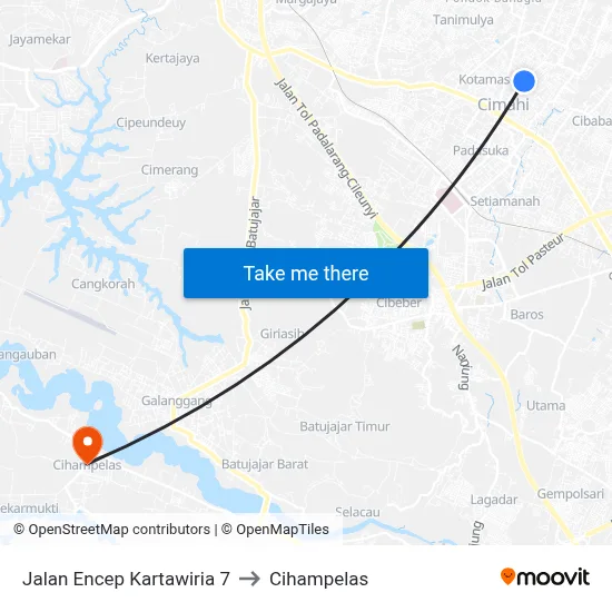 Jalan Encep Kartawiria 7 to Cihampelas map