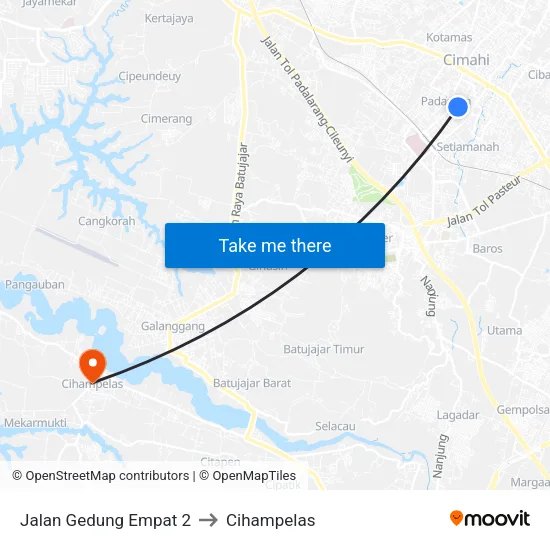 Jalan Gedung Empat 2 to Cihampelas map