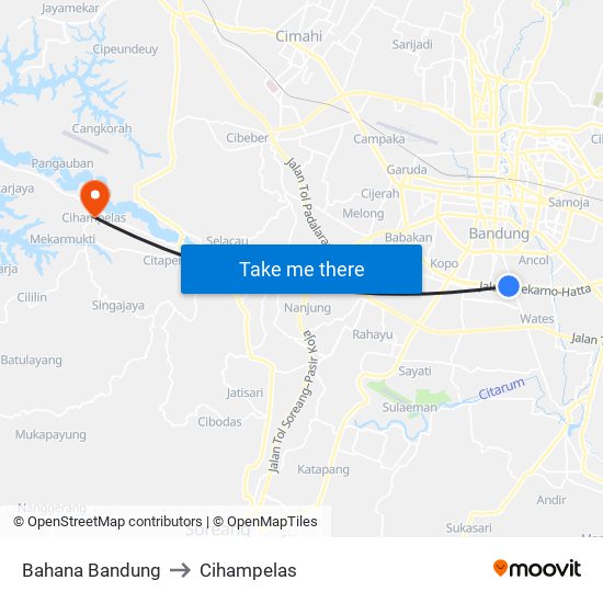 Bahana Bandung to Cihampelas map