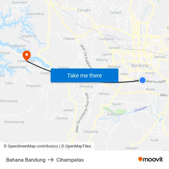 Bahana Bandung to Cihampelas map