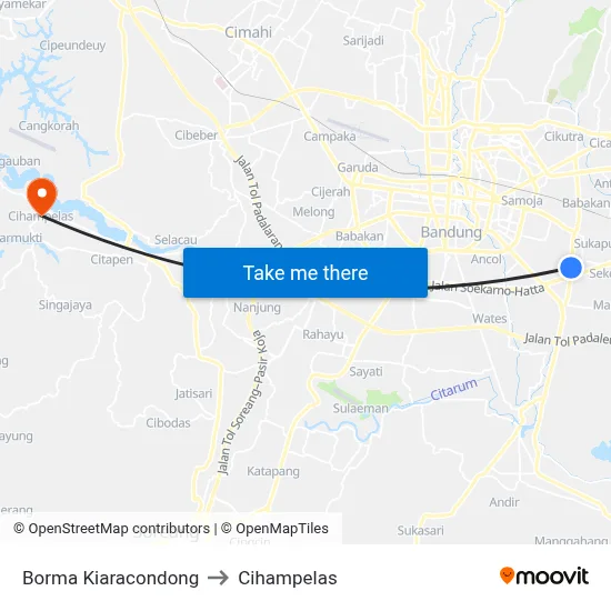 Borma Kiaracondong to Cihampelas map