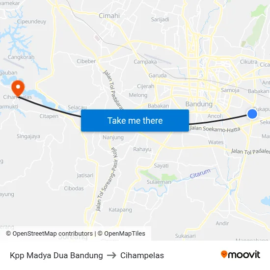 Kpp Madya Dua Bandung to Cihampelas map