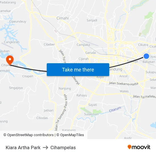 Kiara Artha Park to Cihampelas map