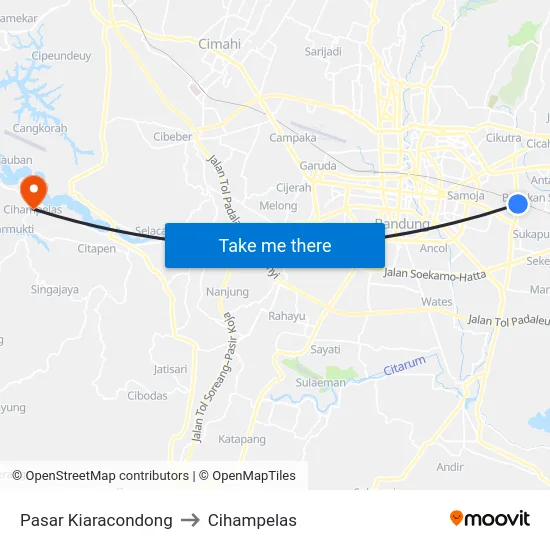 Pasar Kiaracondong to Cihampelas map