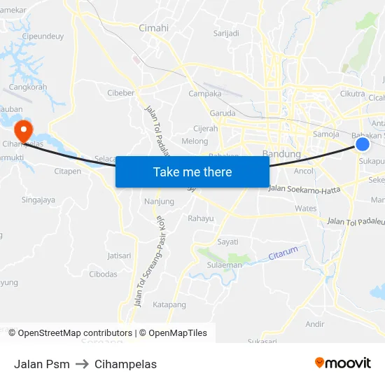 Jalan Psm to Cihampelas map