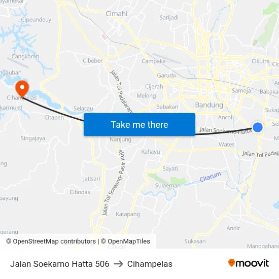 Jalan Soekarno Hatta 506 to Cihampelas map