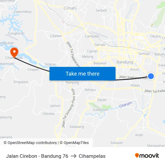 Jalan Cirebon - Bandung 76 to Cihampelas map
