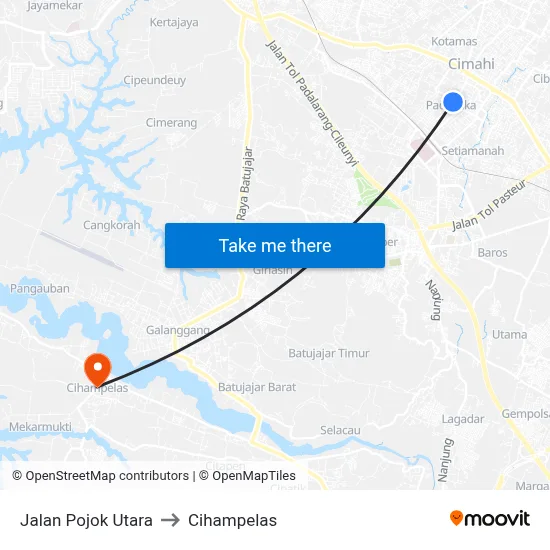 Jalan Pojok Utara to Cihampelas map
