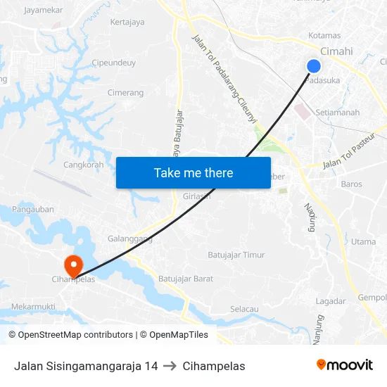 Jalan Sisingamangaraja 14 to Cihampelas map