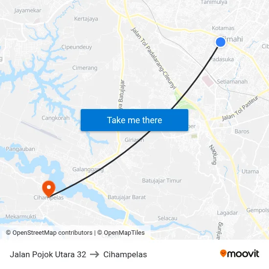 Jalan Pojok Utara 32 to Cihampelas map