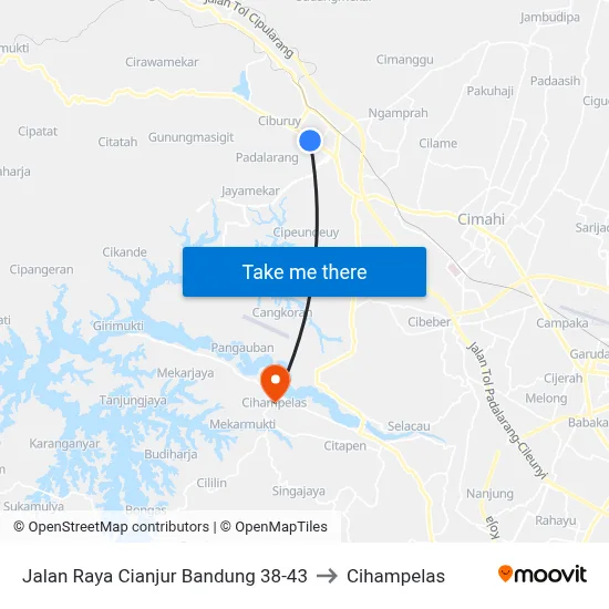 Jalan Raya Cianjur Bandung 38-43 to Cihampelas map
