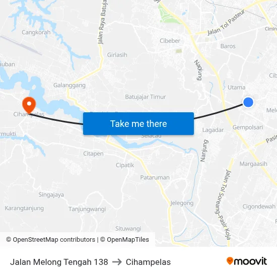 Jalan Melong Tengah 138 to Cihampelas map