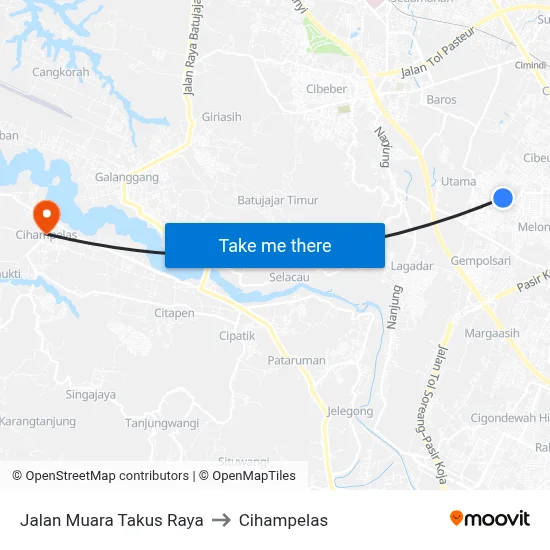 Jalan Muara Takus Raya to Cihampelas map