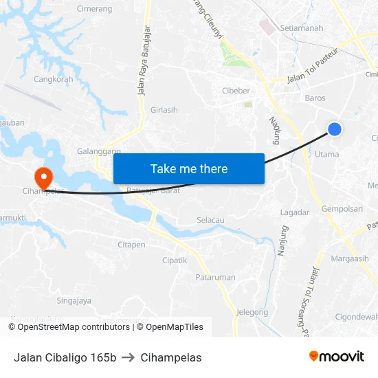 Jalan Cibaligo 165b to Cihampelas map