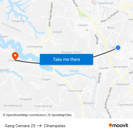 Gang Cemara 25 to Cihampelas map