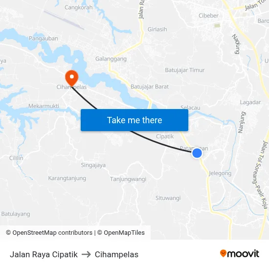 Jalan Raya Cipatik to Cihampelas map